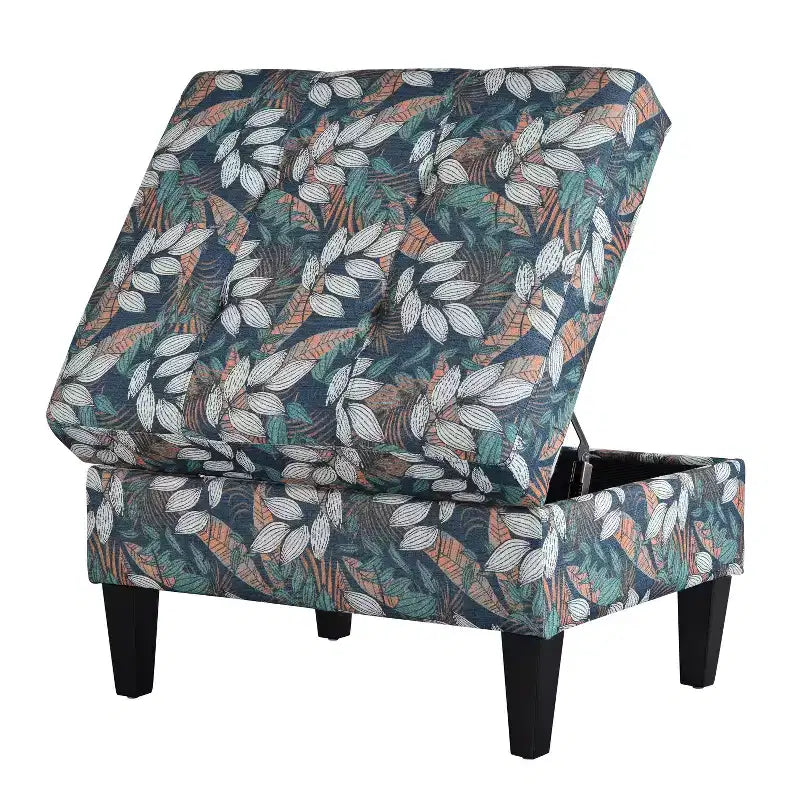 Christopher Knight Home Karaugh Otomana de almacenamiento con diseño floral contemporáneo y patas de abedul