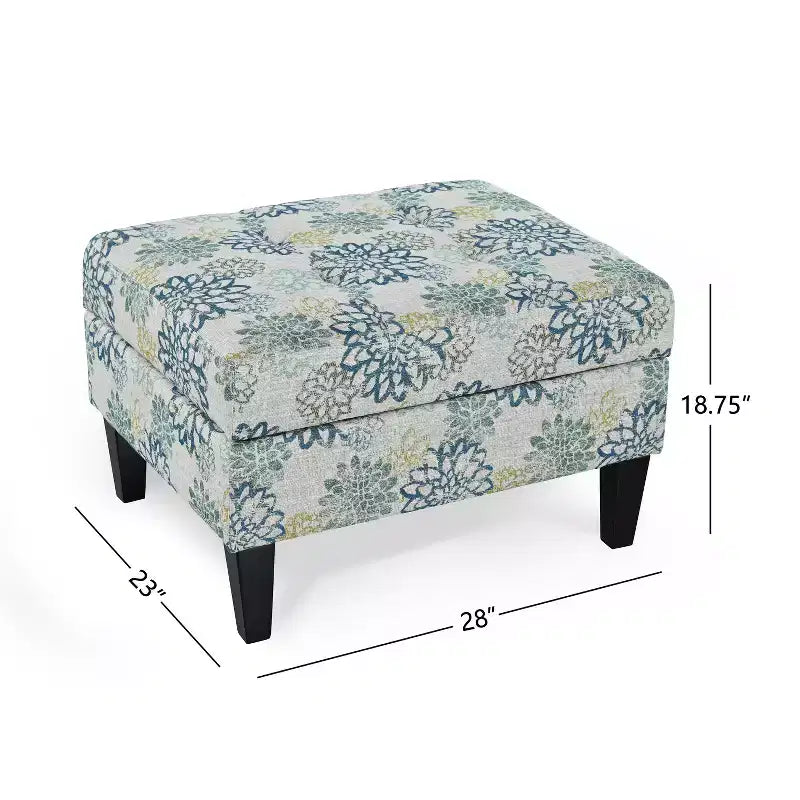 Christopher Knight Home Karaugh Otomana de almacenamiento con diseño floral contemporáneo y patas de abedul