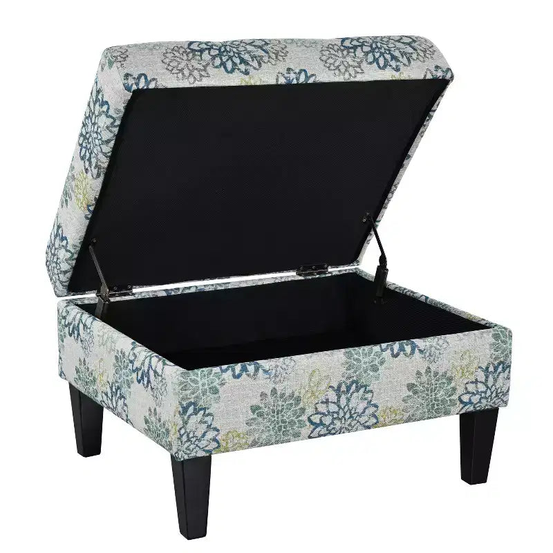 Christopher Knight Home Karaugh Otomana de almacenamiento con diseño floral contemporáneo y patas de abedul