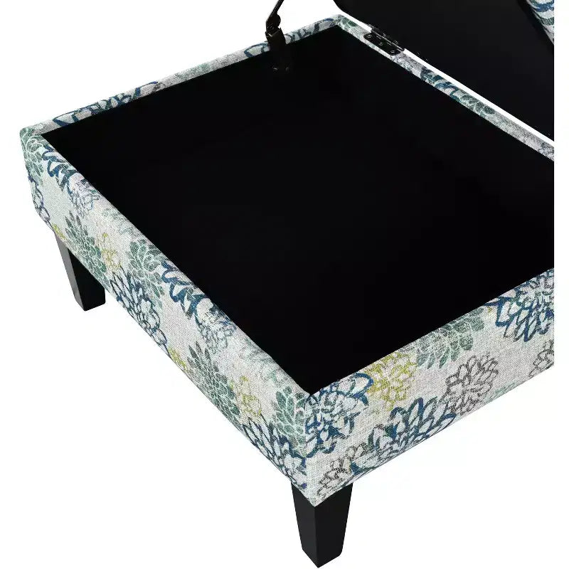 Christopher Knight Home Karaugh Otomana de almacenamiento con diseño floral contemporáneo y patas de abedul