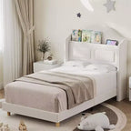 Base de Cama Doble Tapizada en Terciopelo con Cabecero de Almacenamiento con Alas, Luces LED, Soporte de Láminas de Madera, No Requiere Somier, Diseño de Plataforma.