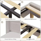 Base de Cama Doble Tapizada en Terciopelo con Cabecero de Almacenamiento con Alas, Luces LED, Soporte de Láminas de Madera, No Requiere Somier, Diseño de Plataforma.