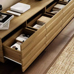 Mueble de TV Moderno de Madera Famapy con Tiras Decorativas - Almacenamiento Elegante para Salas de Estar