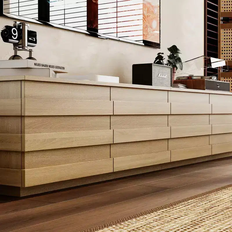 Mueble de TV Moderno de Madera Famapy con Tiras Decorativas - Almacenamiento Elegante para Salas de Estar