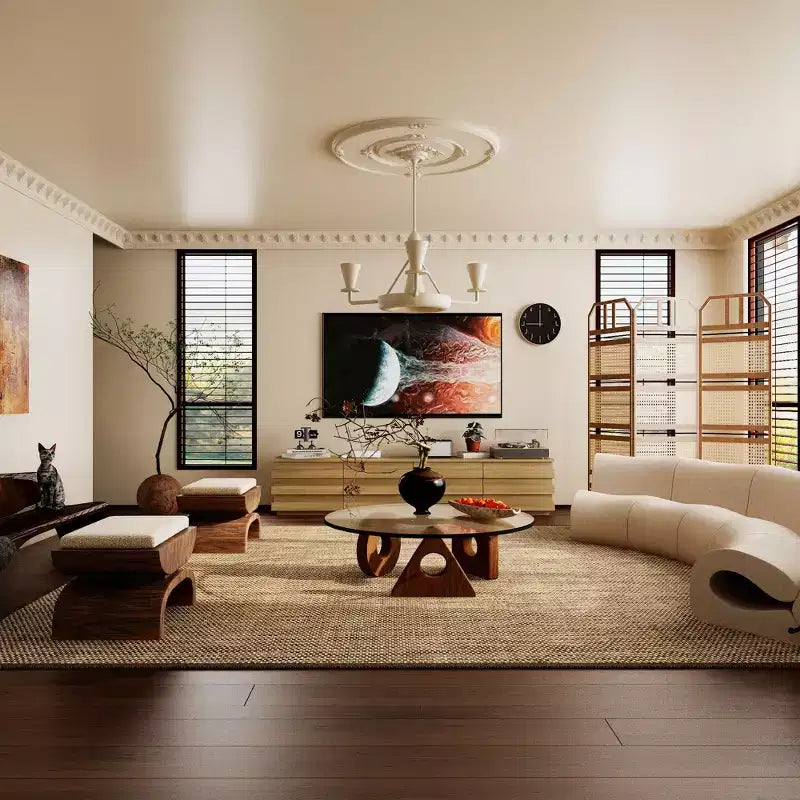 Mueble de TV Moderno de Madera Famapy con Tiras Decorativas - Almacenamiento Elegante para Salas de Estar