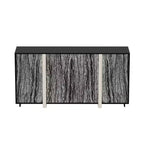Mueble Aparador Chic Famapy con Patrón de Veta de Madera, Iluminación Integrada y Marco Negro Resistente - Mejora los Espacios de Comedor con un Almacenamiento Elegante