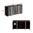 Mueble Aparador Chic Famapy con Patrón de Veta de Madera, Iluminación Integrada y Marco Negro Resistente - Mejora los Espacios de Comedor con un Almacenamiento Elegante