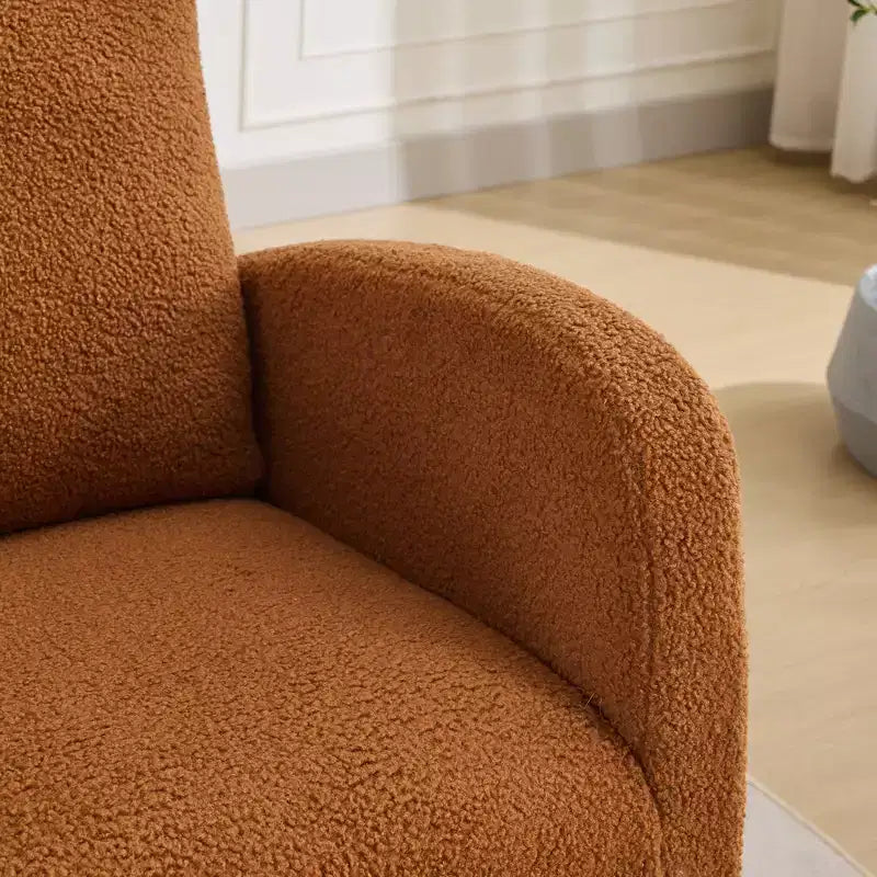 Mecedora moderna Okak de 27.2 W, silla decorativa para sala de estar con respaldo alto y bolsillo lateral, silla cómoda y sillón para dormitorio o guardería
