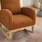 Mecedora moderna Okak de 27.2 W, silla decorativa para sala de estar con respaldo alto y bolsillo lateral, silla cómoda y sillón para dormitorio o guardería