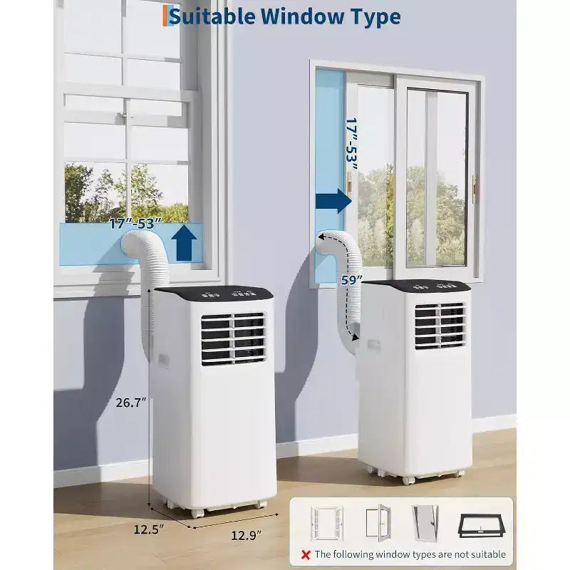 Garvee 8000 BTU Portable AC Unit 3-in-1 Cooling Fan Dehumidifier Remote Sleep Timer Window Kit for Rooms Up to 350 Sq Ft