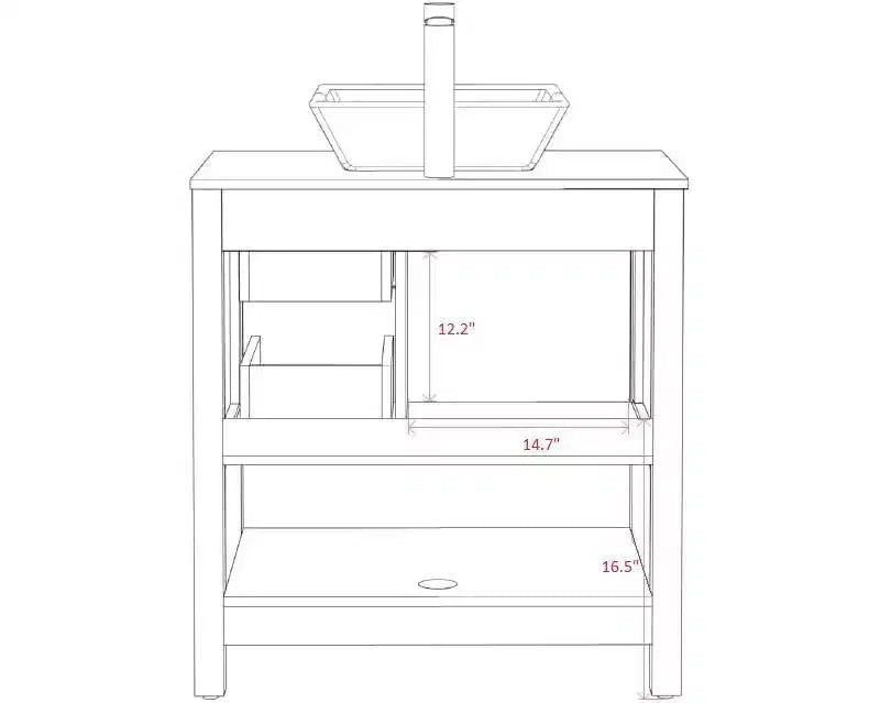 Tocador y lavabo de baño grises de 30 pulgadas con tapa de mármol/Espejo, grifo y desagüe