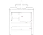 Tocador y lavabo de baño grises de 30 pulgadas con tapa de mármol/Espejo, grifo y desagüe