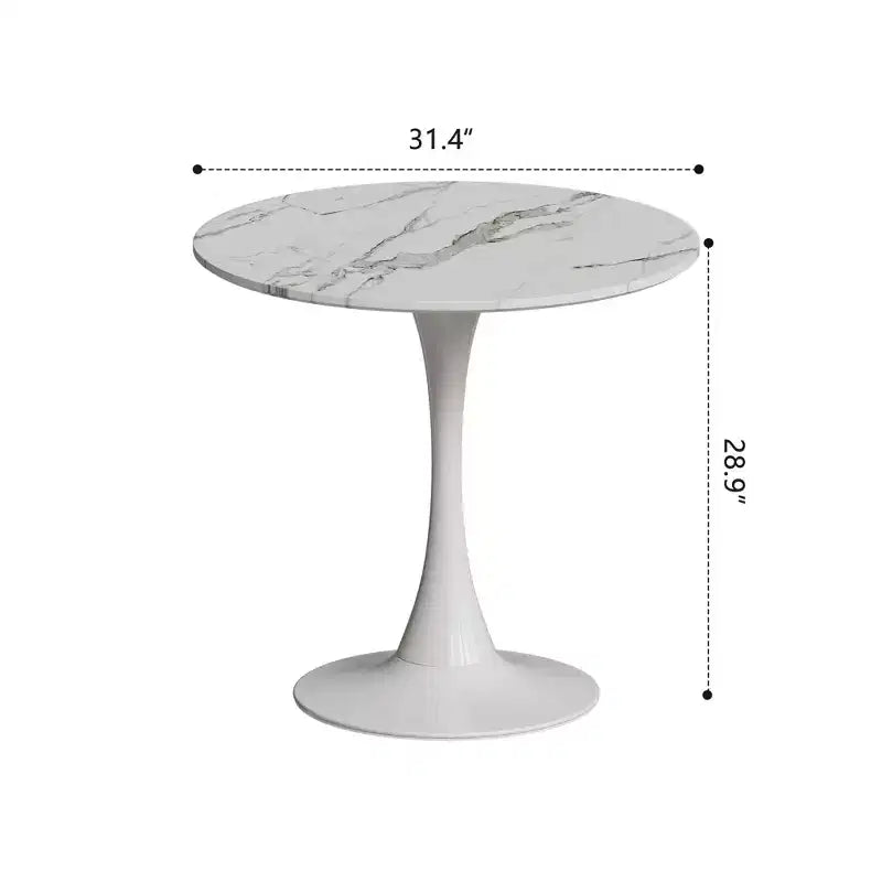 Mesa de comedor pequeña Vatros con base metálica, mesa bistró redonda para 2 personas