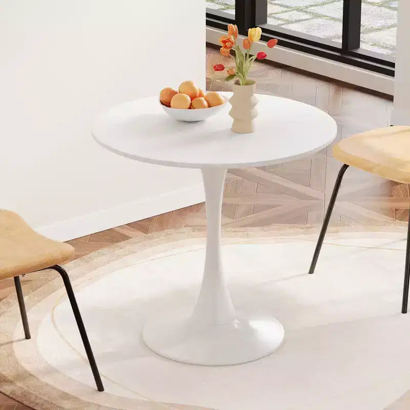 Mesa de comedor pequeña Vatros con base metálica, mesa bistró redonda para 2 personas