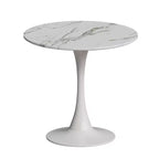 Mesa de comedor pequeña Vatros con base metálica, mesa bistró redonda para 2 personas