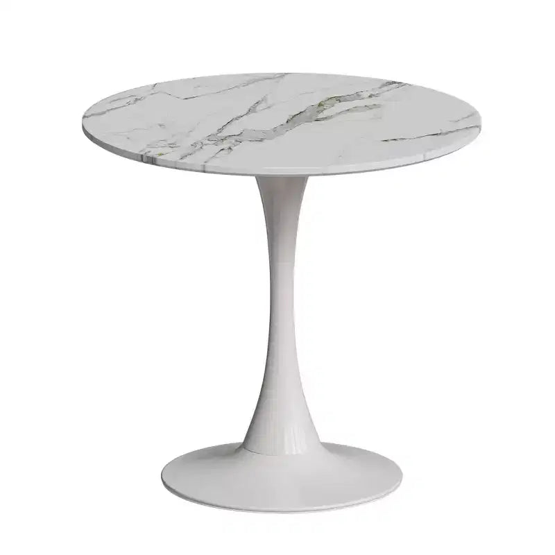 Mesa de comedor pequeña Vatros con base metálica, mesa bistró redonda para 2 personas