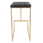 LeisureMod Quincy - Juego de 2 taburetes de bar tapizados en piel con estructura de metal dorado, sillas de altura de mostrador para isla de cocina