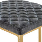 LeisureMod Quincy - Juego de 2 taburetes de bar tapizados en piel con estructura de metal dorado, sillas de altura de mostrador para isla de cocina