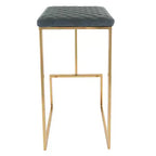 LeisureMod Quincy - Juego de 2 taburetes de bar tapizados en piel con estructura de metal dorado, sillas de altura de mostrador para isla de cocina