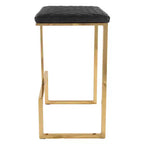 LeisureMod Quincy - Juego de 2 taburetes de bar tapizados en piel con estructura de metal dorado, sillas de altura de mostrador para isla de cocina