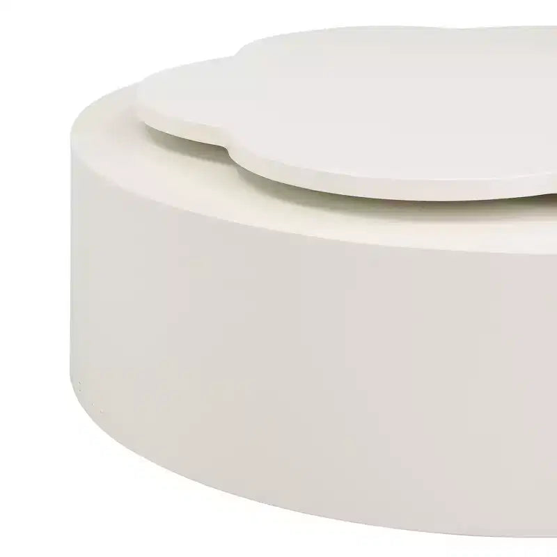Mesa de centro giratoria 360°, mesa de centro redonda anidable con tapa de flor y 2 cajones, mesa auxiliar de cóctel, mesa auxiliar, mesa lateral - ModernLuxe
