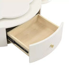 Mesa de centro giratoria 360°, mesa de centro redonda anidable con tapa de flor y 2 cajones, mesa auxiliar de cóctel, mesa auxiliar, mesa lateral - ModernLuxe