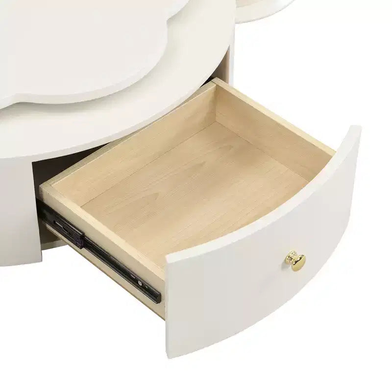 Mesa de centro giratoria 360°, mesa de centro redonda anidable con tapa de flor y 2 cajones, mesa auxiliar de cóctel, mesa auxiliar, mesa lateral - ModernLuxe