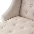 Okak Silla decorativa elegante, silla de sala de estar con botones y cojín tapizado, silla club con patas de madera, respaldo alto para sala de lectura o dormitorio, beige