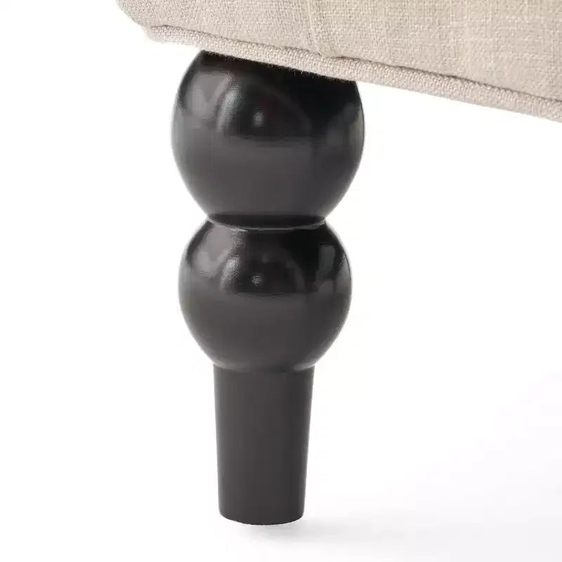 Okak Silla decorativa elegante, silla de sala de estar con botones y cojín tapizado, silla club con patas de madera, respaldo alto para sala de lectura o dormitorio, beige