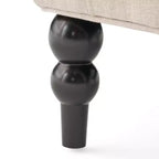 Okak Silla decorativa elegante, silla de sala de estar con botones y cojín tapizado, silla club con patas de madera, respaldo alto para sala de lectura o dormitorio, beige