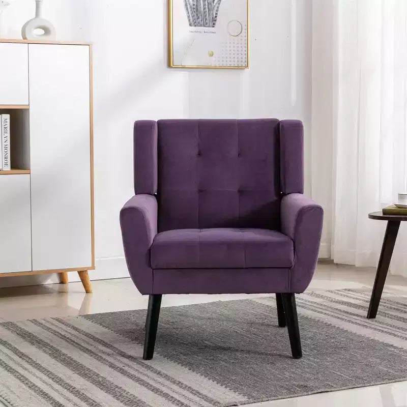 Sillones auxiliares Okak para dormitorio, silla auxiliar moderna ergonómica de material de cuero suave para sala de estar, con patas negras para el hogar en interiores