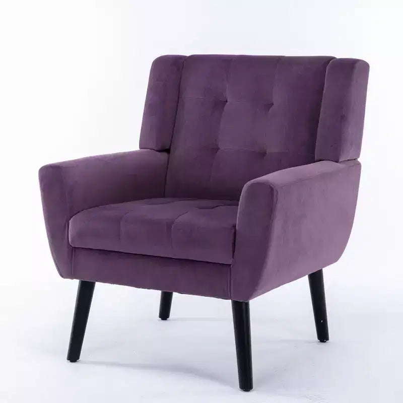 Sillones auxiliares Okak para dormitorio, silla auxiliar moderna ergonómica de material de cuero suave para sala de estar, con patas negras para el hogar en interiores
