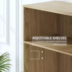 Juego de 2 armarios sin puertas de estilo moderno y minimalista, de gran tamaño, con vetas de madera y estantes de 4 niveles