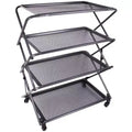 Zenree 4-Tier Foldable Steel Shelf with Casters, Powder-Coated Finish, Removable Mesh Trays, 39H