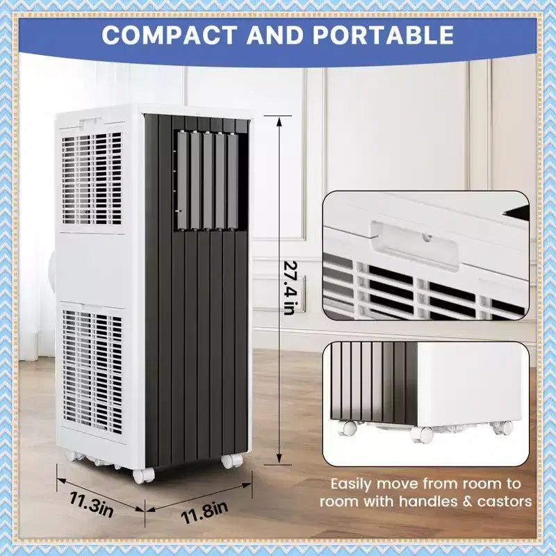 8000 BTU Portable Air Conditioner, 3-in-1 AC with Dehumidifier & Fan, for Rooms up to 350 Sq.Ft, with Remote & Window Kit