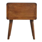 Mesita de Noche Curva Moderna de Madera de Mango Hornby con 2 Cajones de GDFStudio