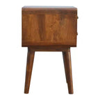 Mesita de Noche Curva Moderna de Madera de Mango Hornby con 2 Cajones de GDFStudio