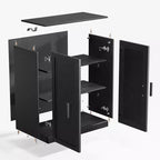 Gabinete decorativo de madera de 36x124x16 en negro, organizador de almacenamiento con estantes ajustables para cocina, dormitorio, entrada, sala de estar, comedor