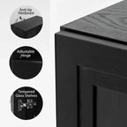 Gabinete decorativo de madera de 36x124x16 en negro, organizador de almacenamiento con estantes ajustables para cocina, dormitorio, entrada, sala de estar, comedor