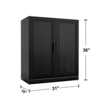 Gabinete decorativo de madera de 36x124x16 en negro, organizador de almacenamiento con estantes ajustables para cocina, dormitorio, entrada, sala de estar, comedor