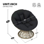 Sillón Giratorio Moderno Okak, Silla Ergonómica de Mimbre de 41.5" con Cojín de Tela Gruesa de Alta Densidad tipo Nube, Funda de 3 Capas, Estructura de Hierro de Alta Capacidad