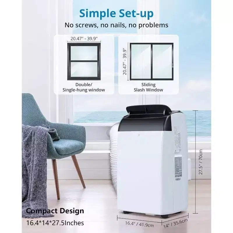 12,000 BTU Portable Air Conditioner Cools Up to 550 Sq.Ft, 3-IN-1 Quiet Portable AC Unit with Remote Control