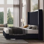 Estructura de cama con cabecero de 58 pulgadas de alto, cama tipo plataforma tapizada en terciopelo