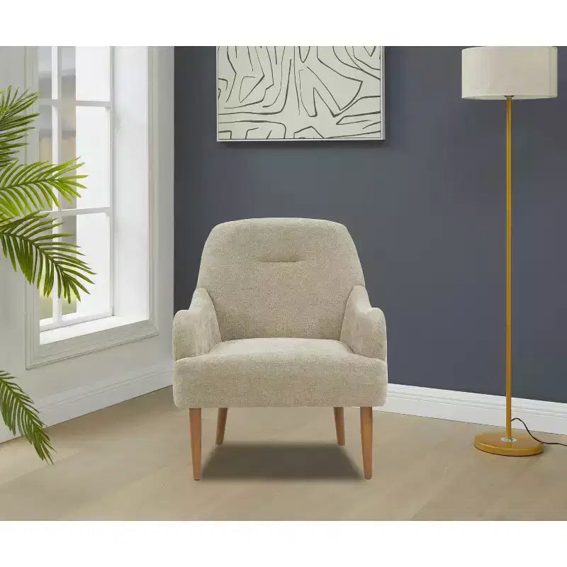 Sillón moderno, sillón de chenilla, sillón auxiliar de estilo moderno con patas de madera, diseño cómodo para sala de estar, dormitorio
