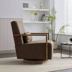 Sillones Okak para dormitorio, 30.3W, giratorios, modernos, tapizados, con reposabrazos de madera maciza y silla de lectura cómoda con giro de 360 grados