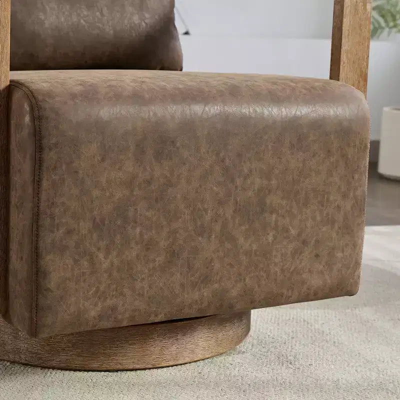 Sillones Okak para dormitorio, 30.3W, giratorios, modernos, tapizados, con reposabrazos de madera maciza y silla de lectura cómoda con giro de 360 grados