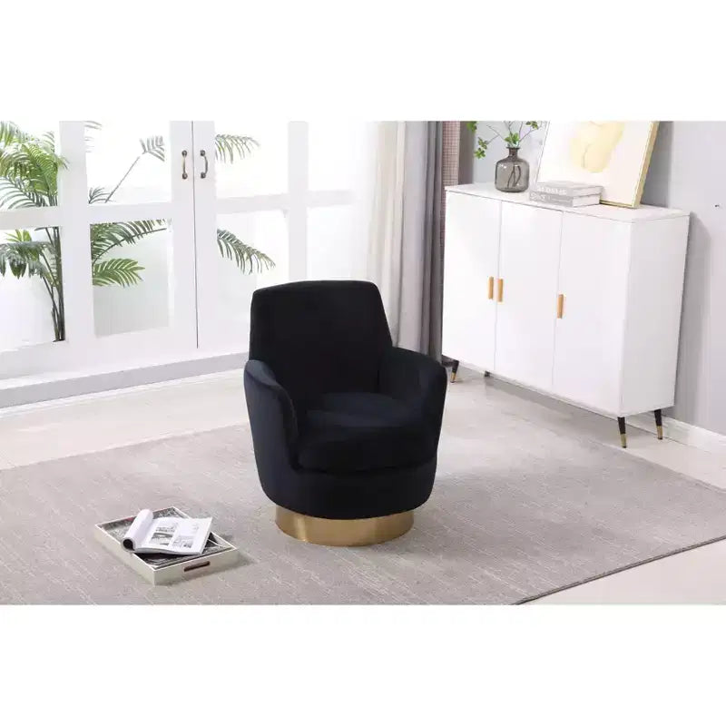Sillón moderno giratorio con base dorada de acero inoxidable, para sala de estar o dormitorio