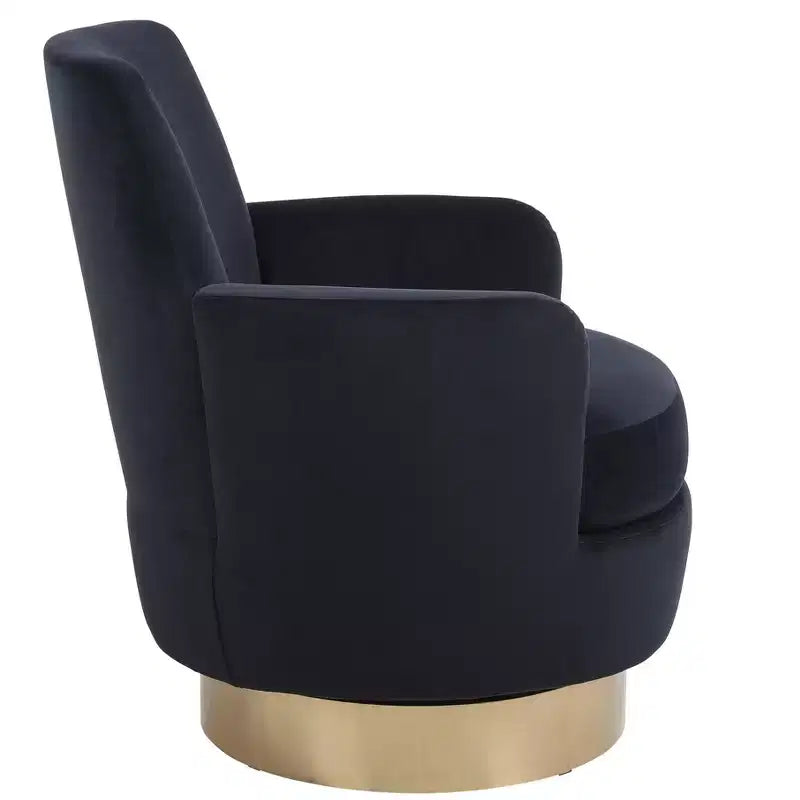 Sillón moderno giratorio con base dorada de acero inoxidable, para sala de estar o dormitorio
