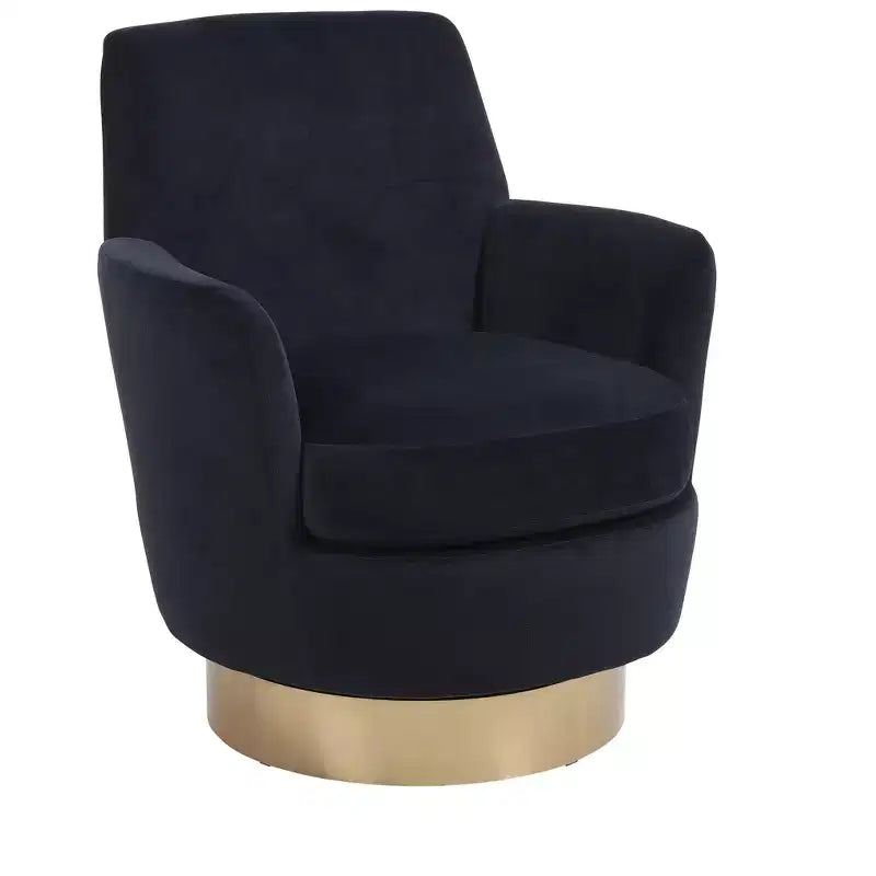 Sillón moderno giratorio con base dorada de acero inoxidable, para sala de estar o dormitorio