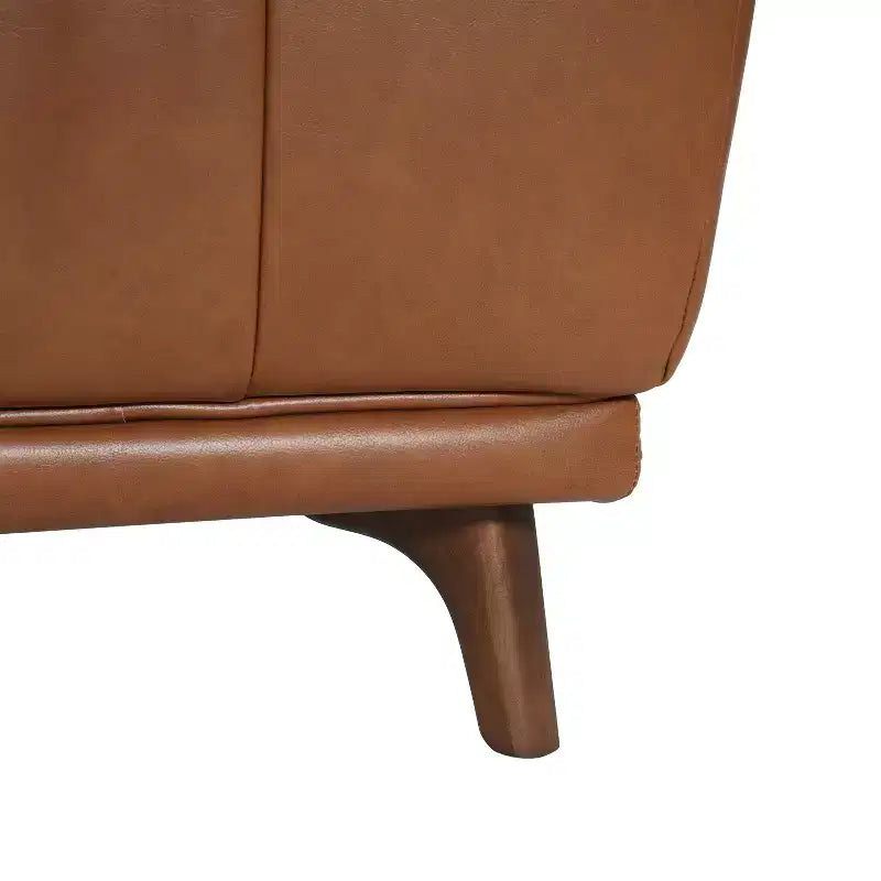 Puf cuadrado tapizado con botones de madera de caucho contemporáneo